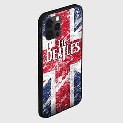 Чехол для iPhone 12 Pro The Beatles - лого на фоне флага Великобритании, цвет: 3D-черный — фото 2