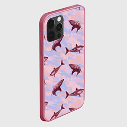 Чехол для iPhone 12 Pro Акулы на фоне неба, цвет: 3D-малиновый — фото 2