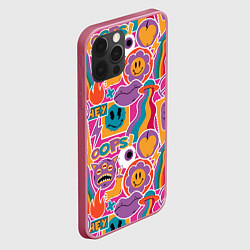 Чехол для iPhone 12 Pro Психоделические страшилки, цвет: 3D-малиновый — фото 2