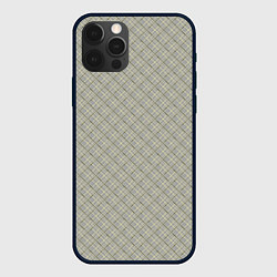 Чехол для iPhone 12 Pro Серо-бежевая клетка с тонкой черной полосой, цвет: 3D-черный