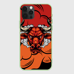 Чехол для iPhone 12 Pro Красный бычара, цвет: 3D-салатовый