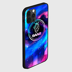 Чехол для iPhone 12 Pro Saab неоновый космос, цвет: 3D-черный — фото 2