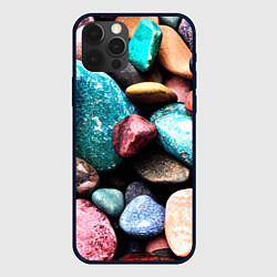 Чехол для iPhone 12 Pro Камни разноцветные, цвет: 3D-черный