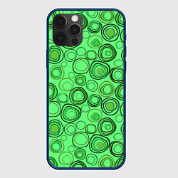 Чехол для iPhone 12 Pro Ярко-зеленый неоновый абстрактный узор, цвет: 3D-тёмно-синий