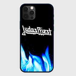 Чехол для iPhone 12 Pro Judas Priest blue fire, цвет: 3D-черный