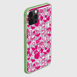 Чехол для iPhone 12 Pro Розовые черепа паттерн, цвет: 3D-салатовый — фото 2
