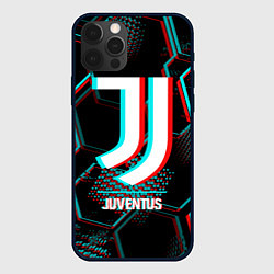 Чехол для iPhone 12 Pro Juventus FC в стиле glitch на темном фоне, цвет: 3D-черный