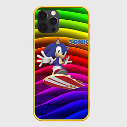 Чехол для iPhone 12 Pro Sonic - hedgehog - skateboarding - bands, цвет: 3D-желтый