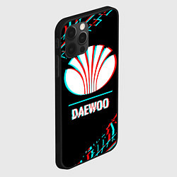 Чехол для iPhone 12 Pro Значок Daewoo в стиле glitch на темном фоне, цвет: 3D-черный — фото 2