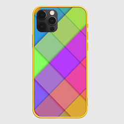 Чехол для iPhone 12 Pro Геометрический узор из квадратов, цвет: 3D-желтый
