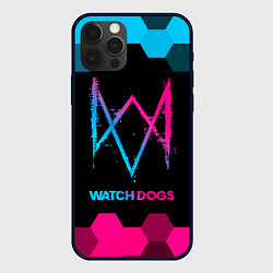 Чехол для iPhone 12 Pro Watch Dogs - neon gradient, цвет: 3D-черный