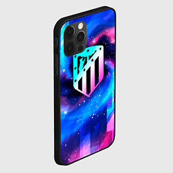 Чехол для iPhone 12 Pro Atletico Madrid неоновый космос, цвет: 3D-черный — фото 2