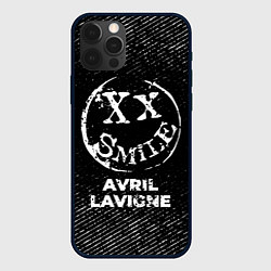 Чехол iPhone 12 Pro Avril Lavigne с потертостями на темном фоне