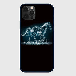 Чехол для iPhone 12 Pro Лошадь из водяных капель, цвет: 3D-черный
