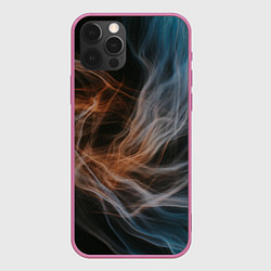 Чехол для iPhone 12 Pro Множество абстрактных линий во тьме, цвет: 3D-малиновый