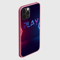 Чехол для iPhone 12 Pro Play неоновые буквы и красно синие полосы, цвет: 3D-малиновый — фото 2