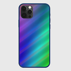 Чехол для iPhone 12 Pro Полосы всех цветов радуги, цвет: 3D-тёмно-синий