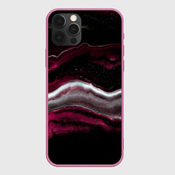 Чехол для iPhone 12 Pro Розовые и белые волны песка в абстракции, цвет: 3D-малиновый