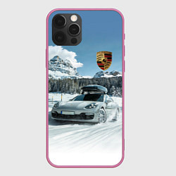 Чехол iPhone 12 Pro Porsche on a mountain winter road