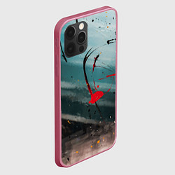 Чехол для iPhone 12 Pro Абстрактные пластины в синем тумане и краски, цвет: 3D-малиновый — фото 2