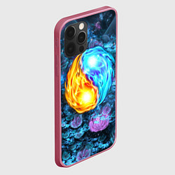 Чехол для iPhone 12 Pro Инь Ян, цвет: 3D-малиновый — фото 2