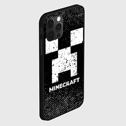 Чехол для iPhone 12 Pro Minecraft с потертостями на темном фоне, цвет: 3D-черный — фото 2