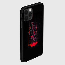 Чехол для iPhone 12 Pro Сердца, истекающие кровью, цвет: 3D-черный — фото 2