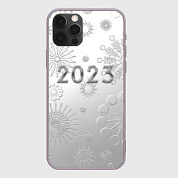 Чехол для iPhone 12 Pro Новый год 2023 в снежинках, цвет: 3D-серый