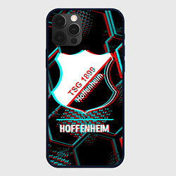 Чехол для iPhone 12 Pro Hoffenheim FC в стиле glitch на темном фоне, цвет: 3D-черный
