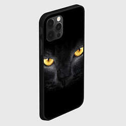 Чехол для iPhone 12 Pro Чёрная кошка с оранжевыми глазами, цвет: 3D-черный — фото 2