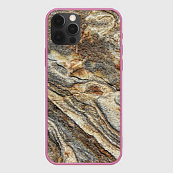 Чехол для iPhone 12 Pro Камень stone, цвет: 3D-малиновый