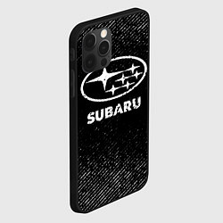 Чехол для iPhone 12 Pro Subaru с потертостями на темном фоне, цвет: 3D-черный — фото 2