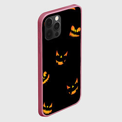 Чехол для iPhone 12 Pro Halloween горящие тыквы, цвет: 3D-малиновый — фото 2