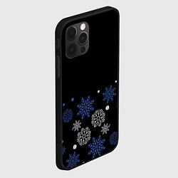 Чехол для iPhone 12 Pro Снежинки - Новогодние, цвет: 3D-черный — фото 2