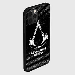 Чехол для iPhone 12 Pro Assassins Creed с потертостями на темном фоне, цвет: 3D-черный — фото 2