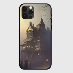 Чехол для iPhone 12 Pro Хэллоуин, дом с привидениями и полная луна, цвет: 3D-черный
