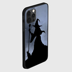 Чехол для iPhone 12 Pro Halloween - силуэт ведьмы с котом, цвет: 3D-черный — фото 2