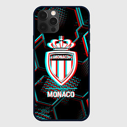 Чехол для iPhone 12 Pro Monaco FC в стиле glitch на темном фоне, цвет: 3D-черный