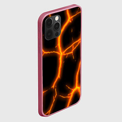 Чехол для iPhone 12 Pro Оранжевые неоновые трещины, цвет: 3D-малиновый — фото 2