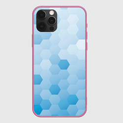 Чехол для iPhone 12 Pro Светло-синяя текстура-паттерн, цвет: 3D-малиновый