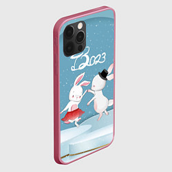 Чехол для iPhone 12 Pro 2023 - танец зайчиков, цвет: 3D-малиновый — фото 2