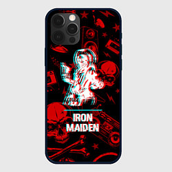 Чехол iPhone 12 Pro Iron Maiden rock glitch