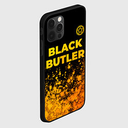 Чехол для iPhone 12 Pro Black Butler - gold gradient: символ сверху, цвет: 3D-черный — фото 2