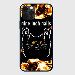 Чехол iPhone 12 Pro Nine Inch Nails рок кот и огонь