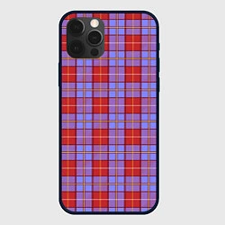 Чехол iPhone 12 Pro Ткань Шотландка красно-синяя