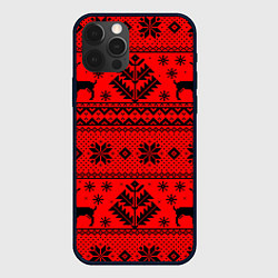 Чехол iPhone 12 Pro Happy new year, black deer