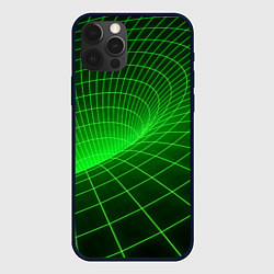Чехол для iPhone 12 Pro Зелёная неоновая чёрная дыра, цвет: 3D-черный