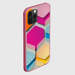 Чехол для iPhone 12 Pro Абстрактные разноцветные геометрические фигуры, цвет: 3D-малиновый — фото 2