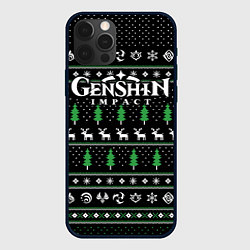 Чехол для iPhone 12 Pro Новогодний свитер - Genshin impact, цвет: 3D-черный