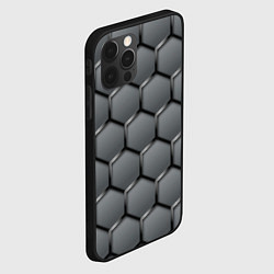 Чехол для iPhone 12 Pro Стальные шестигранники на сером фоне, цвет: 3D-черный — фото 2